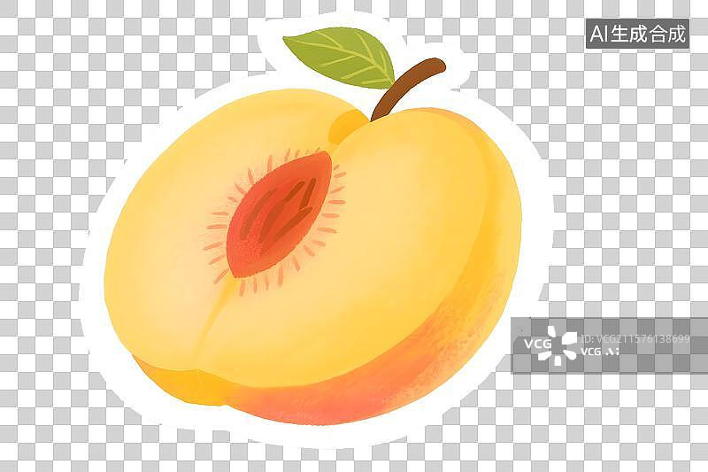 【AI数字艺术】黄桃插画免扣元素图片素材