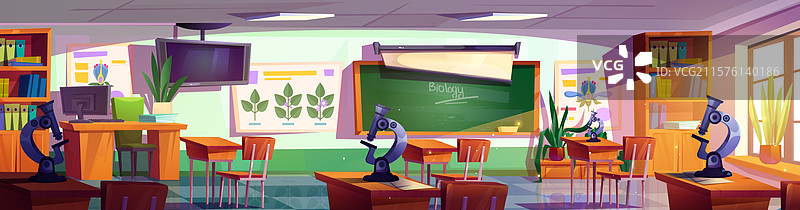 生物学习的学校教室内部环境图片素材
