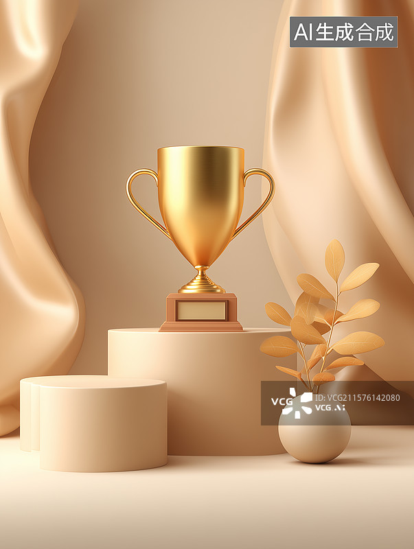 【AI数字艺术】一个金色的奖杯图片素材