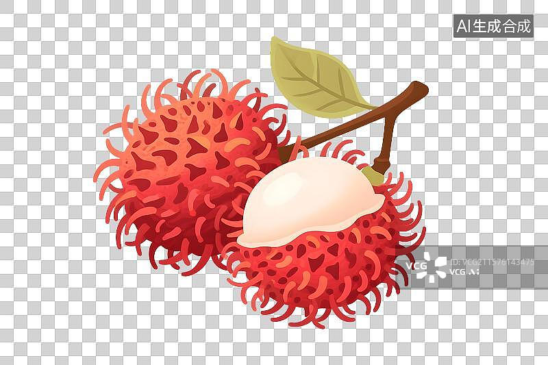 【AI数字艺术】红毛丹插画免扣元素图片素材