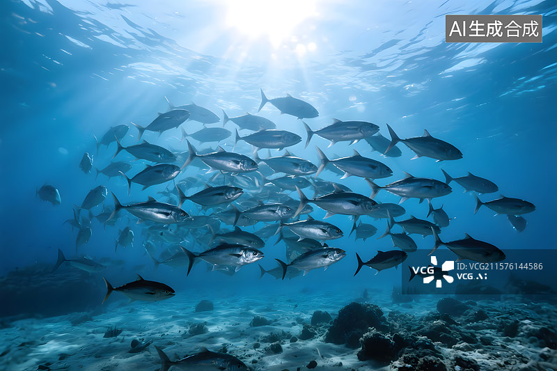 【AI数字艺术】深海金枪鱼鱼群的壮丽巡游图片素材