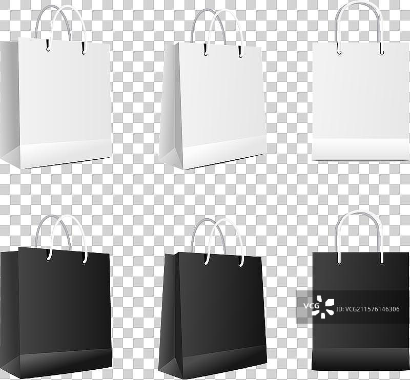 黑白纸购物袋套装图片素材