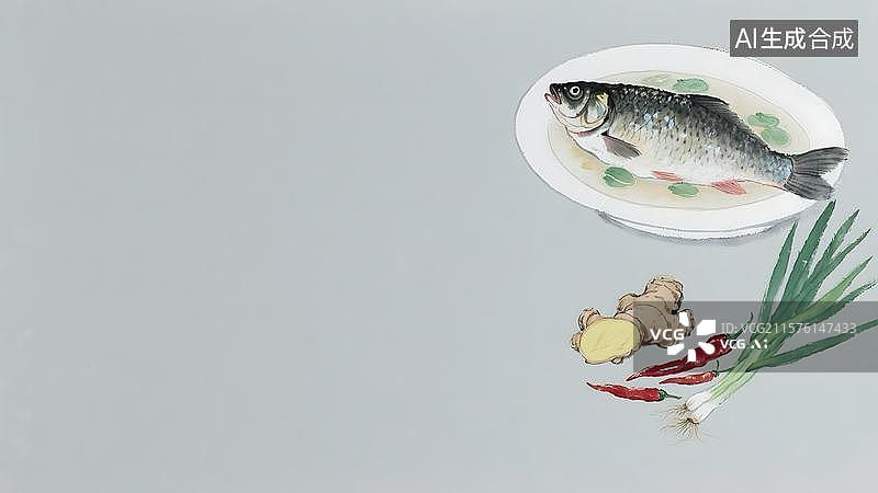 【AI数字艺术】水墨画居右图片素材