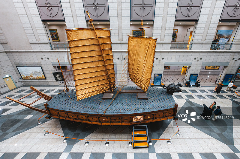 首尔特别市，龙山区，韩国战争纪念馆，龟船、龟甲船（朝鲜王朝战船），朝鲜海军，泗川战役，1/2.5模型图片素材