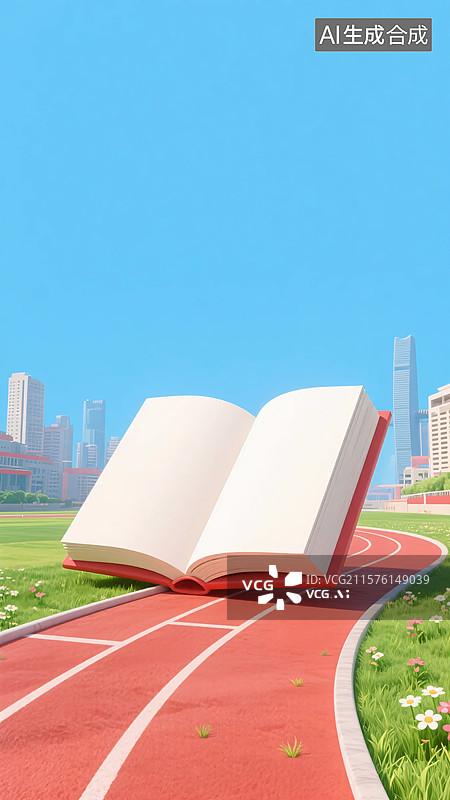 【AI数字艺术】校园跑道上的巨书图片素材