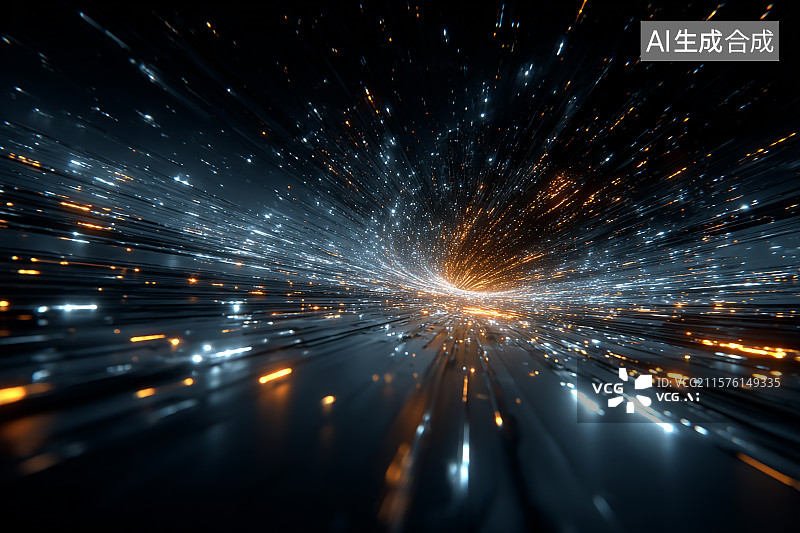 【AI数字艺术】黑色背景，光束形成黑洞样式的圆环图片素材