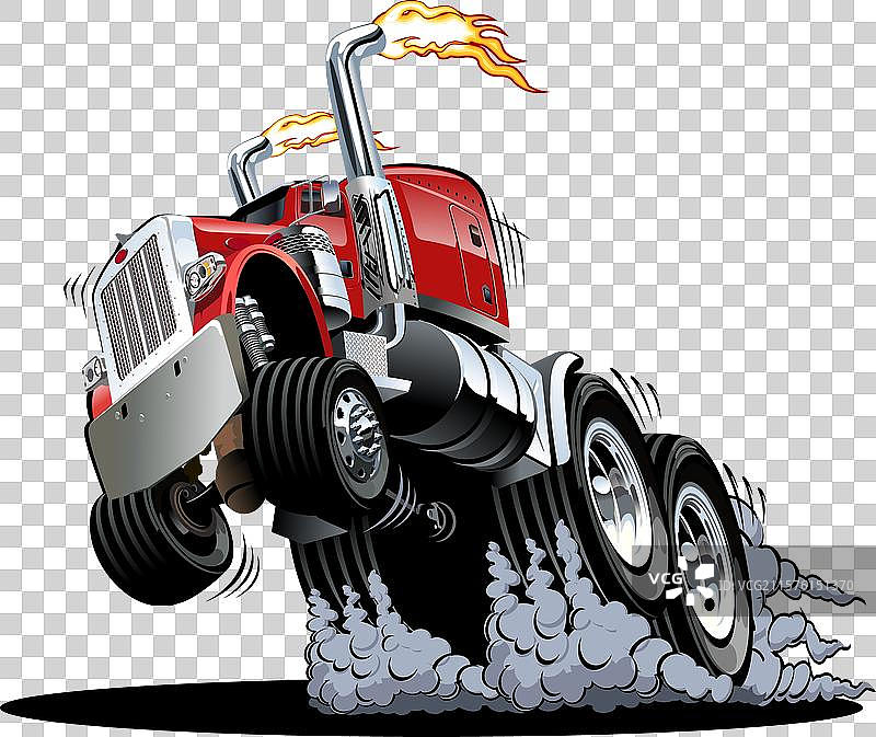 卡通半挂车孤立在白色背景上图片素材