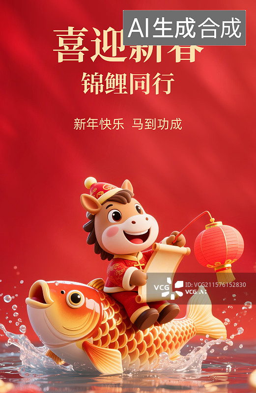 【AI数字艺术】2026年马年新年春节插画设计模板海报图片素材