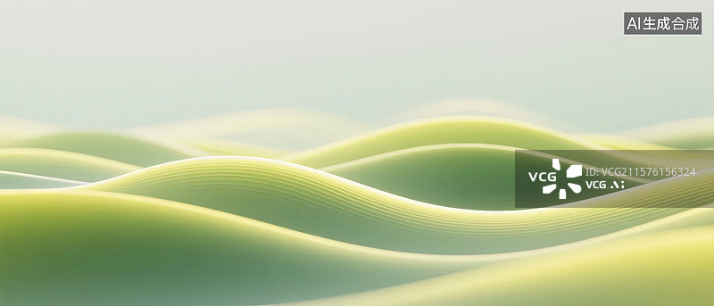 【AI数字艺术】柔和波浪的绿色抽象背景图片素材