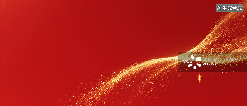 【AI数字艺术】红色背景上的金色流光图片素材