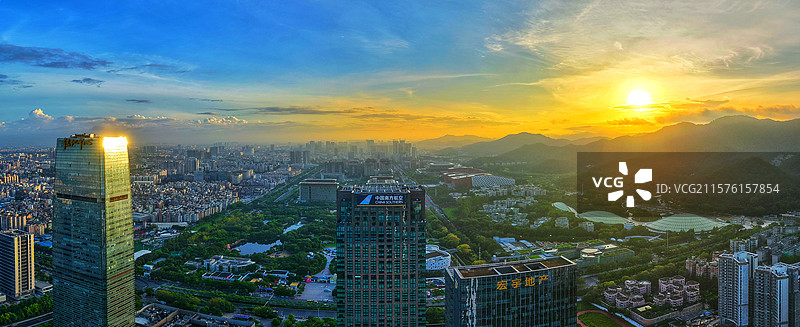 广州白云新城日出全景图片素材
