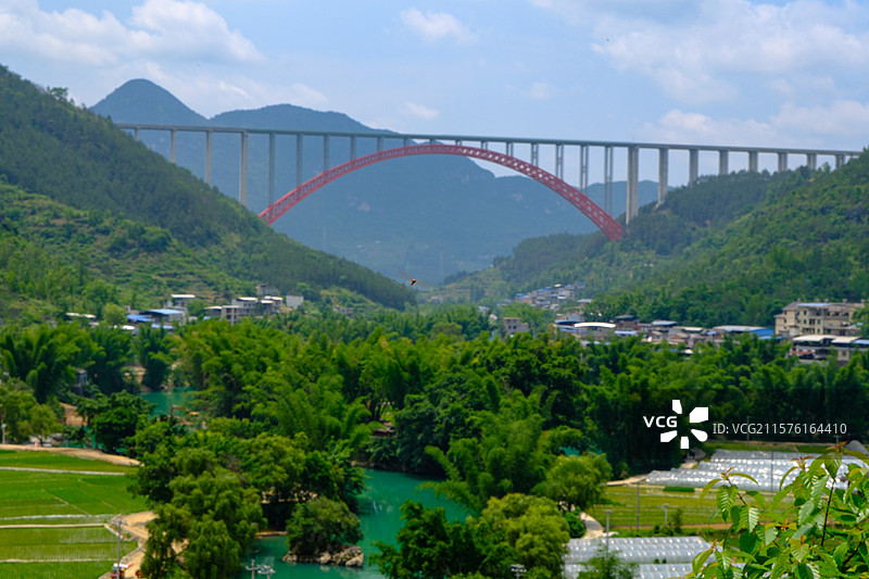 中国贵州黔南州罗甸大小井景区大小井特大桥风光图片素材