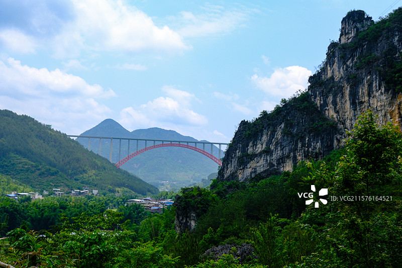 中国贵州黔南州罗甸大小井景区大小井特大桥风光图片素材
