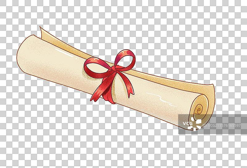 手绘线条颗粒噪点风格蝴蝶结纸张卷子文凭通知书免抠元素图片素材