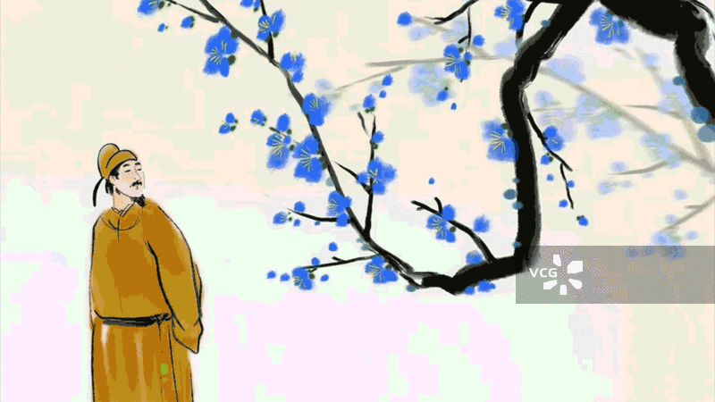 杜牧 唐代 诗人 梅花 中国风 插画 水墨 动画 效果图片素材