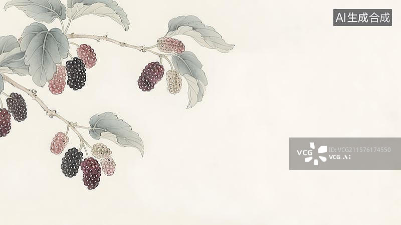 【AI数字艺术】水墨画居左图片素材