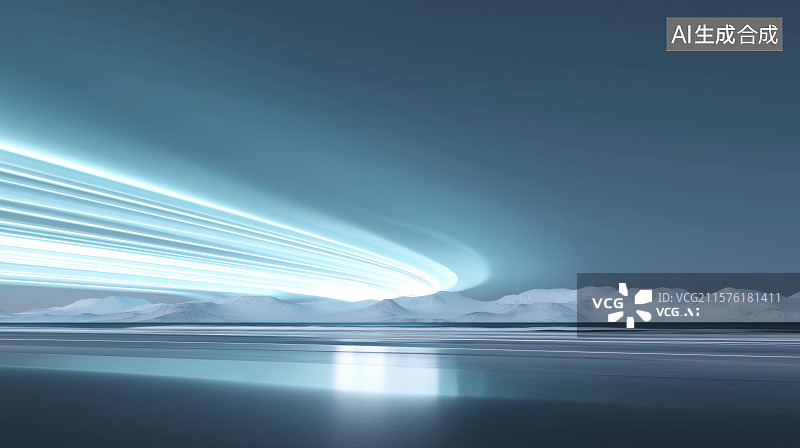 【AI数字艺术】汽车广告背景图——雪山沙滩极光图片素材
