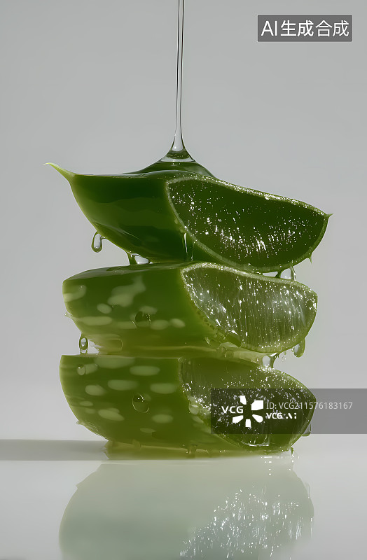 【AI数字艺术】堆叠的芦荟切片图片素材