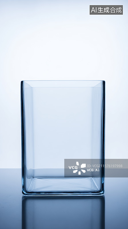 【AI数字艺术】透明玻璃容器置于光滑表面图片素材