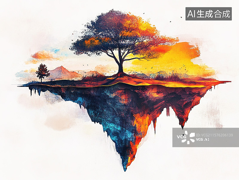 【AI数字艺术】小岛故事插图场景插画图片素材