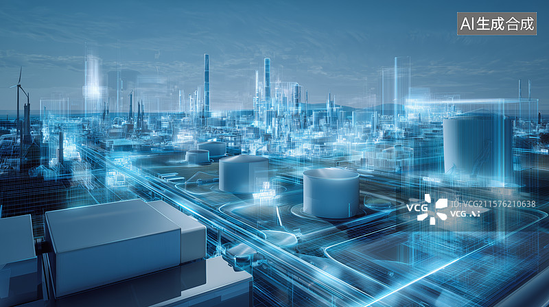 【AI数字艺术】未来工业科技园区夜景图片素材