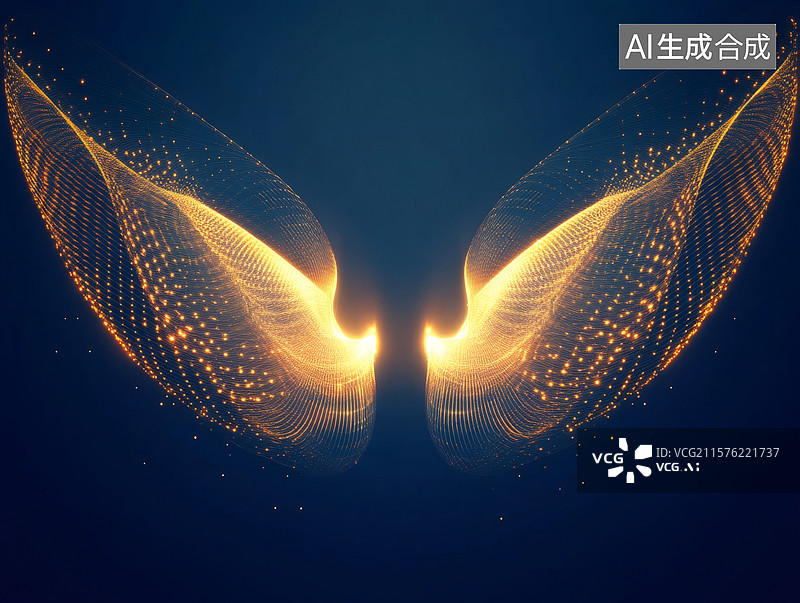 【AI数字艺术】金色光翼梦幻绽放图片素材