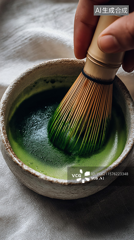【AI数字艺术】抹茶冲泡瞬间图片素材