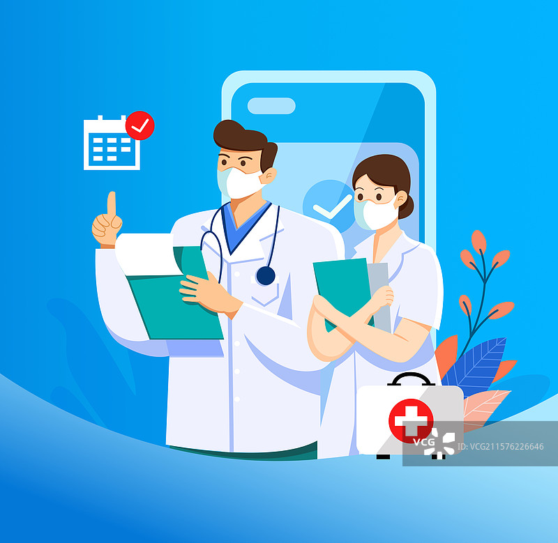 插画医疗服务预约急救医生护士图片素材
