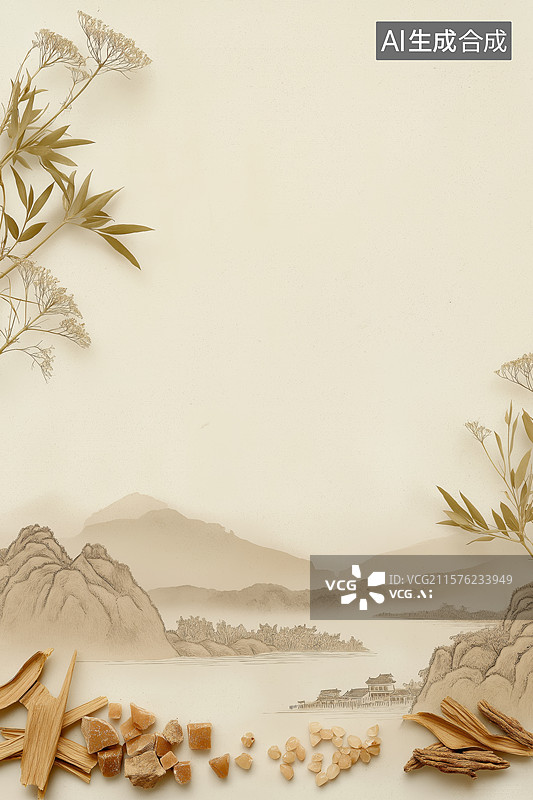 【AI数字艺术】中药材背景图片素材