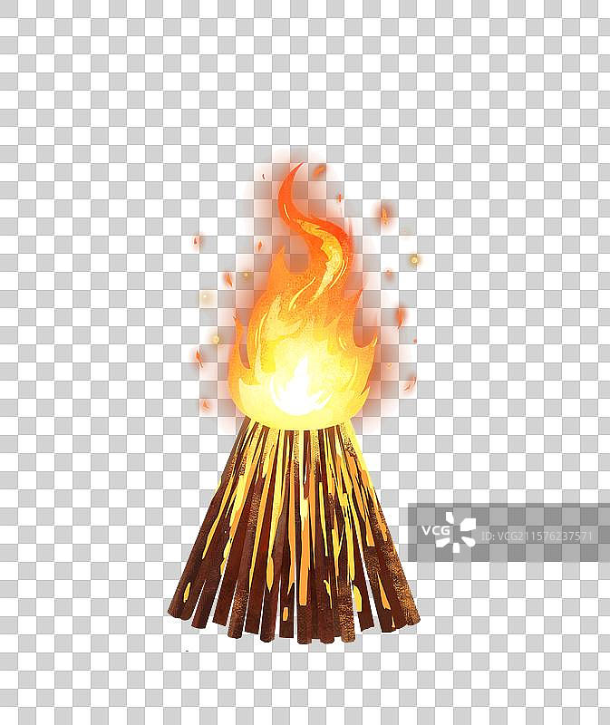 手绘肌理火堆长木棍火焰免抠元素图片素材