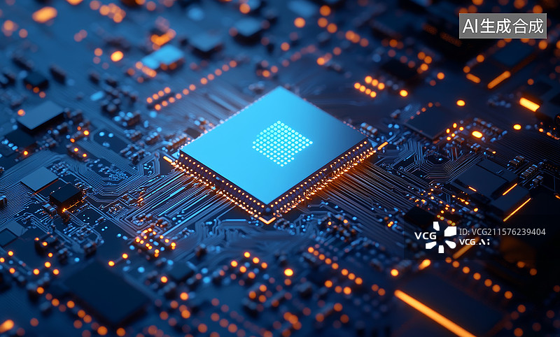 【AI数字艺术】高科技芯片电路板图片素材