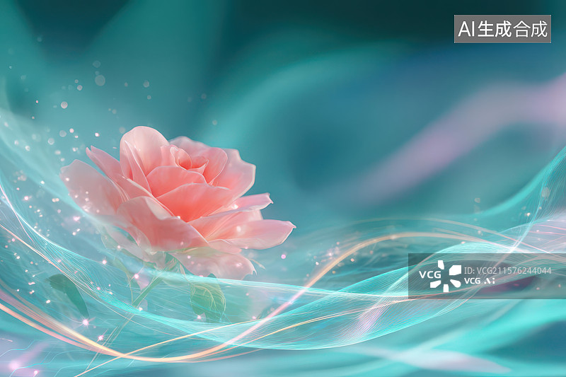 【AI数字艺术】梦幻粉色玫瑰花瓣光影舞动图片素材