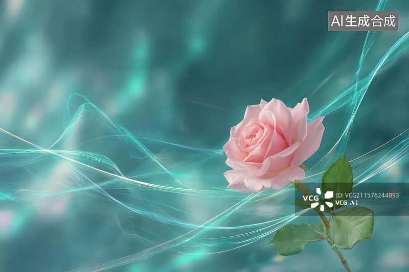 【AI数字艺术】梦幻粉色玫瑰花瓣光影舞动图片素材