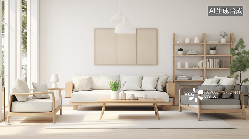【AI数字艺术】时尚现代简约客厅装修效果图图片素材
