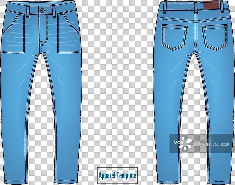 男士牛仔裤技术平面草图图片素材