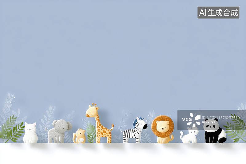 【AI数字艺术】​​萌趣动物排队卡通插画图​​图片素材
