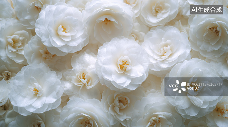 【AI数字艺术】白色山茶花背景 满画幅图片素材
