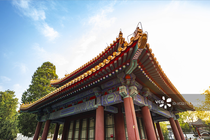 北京中山公园古建筑亭子长廊图片素材