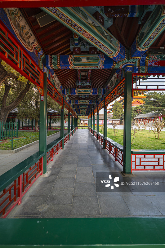 北京中山公园古建筑亭子长廊图片素材