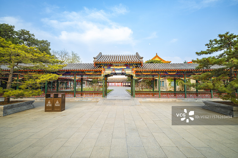 北京中山公园古建筑亭子长廊图片素材