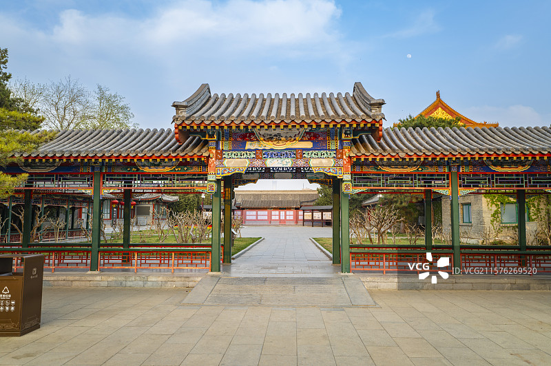 北京中山公园古建筑亭子长廊图片素材