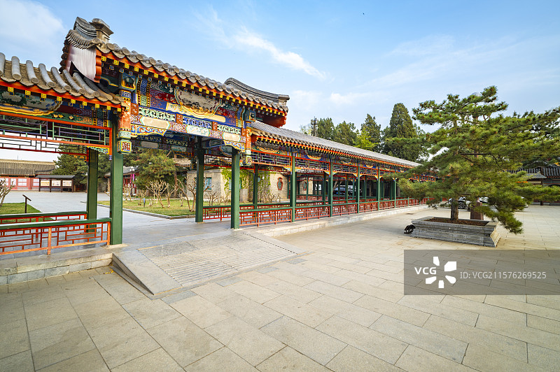 北京中山公园古建筑亭子长廊图片素材