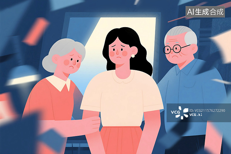 【AI数字艺术】长辈催婚代沟家庭压力社会女性问题关系紧张困扰压抑孤独图片素材