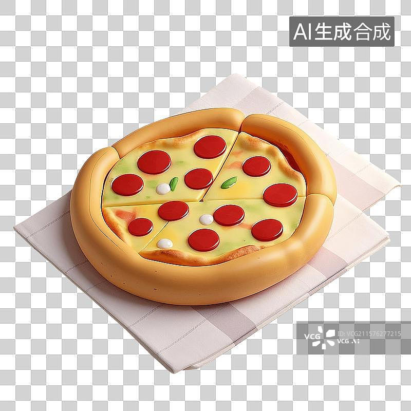 【AI数字艺术】3D渲染，披萨，披萨饼，快餐美食免抠元素图片素材