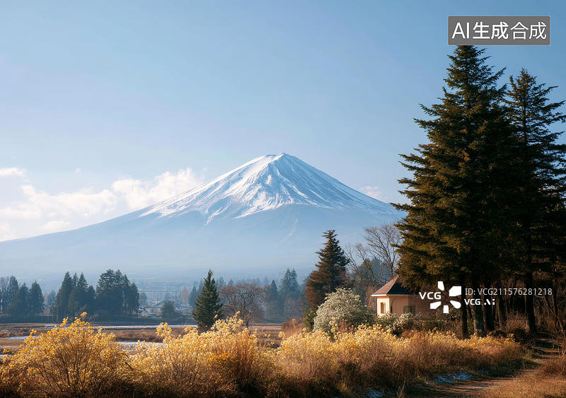 【AI数字艺术】富士山秋日美景图片素材