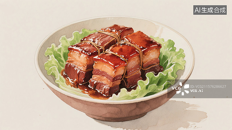 【AI数字艺术】诱人东坡肉的精致呈现图片素材