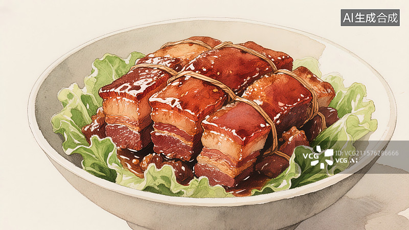 【AI数字艺术】诱人东坡肉的精致呈现图片素材