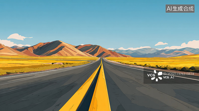【AI数字艺术】蜿蜒山路图片素材