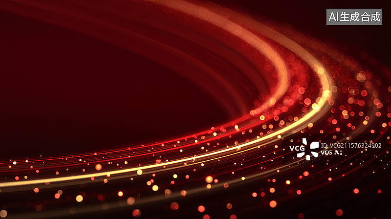 【AI数字艺术】闪亮金色粒子公司企业年度盛典主视觉科技红色背景图片素材