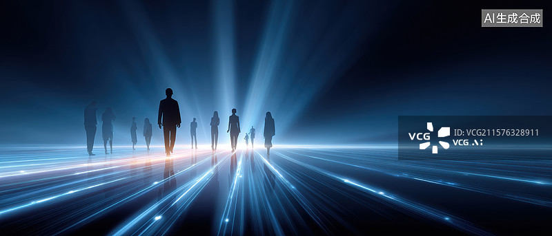 【AI数字艺术】光辉前行的团队图片素材